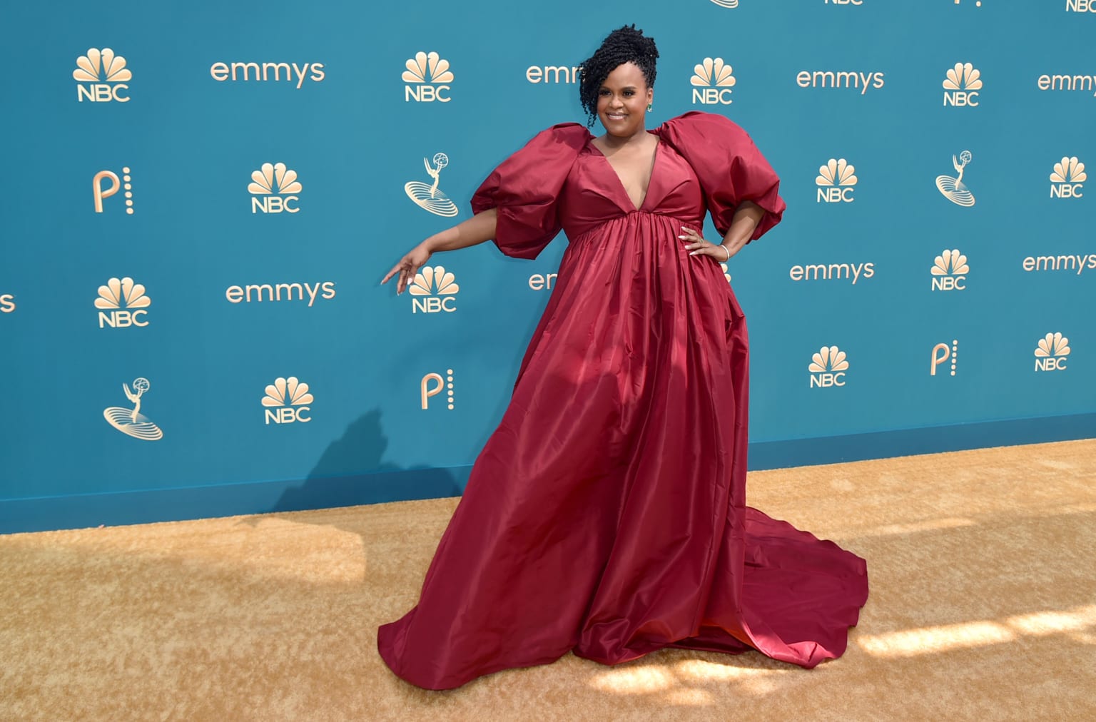 Outstanding Supporting Actress nominee Natasha Rothwell wowed the gold carpet in maroon. 
