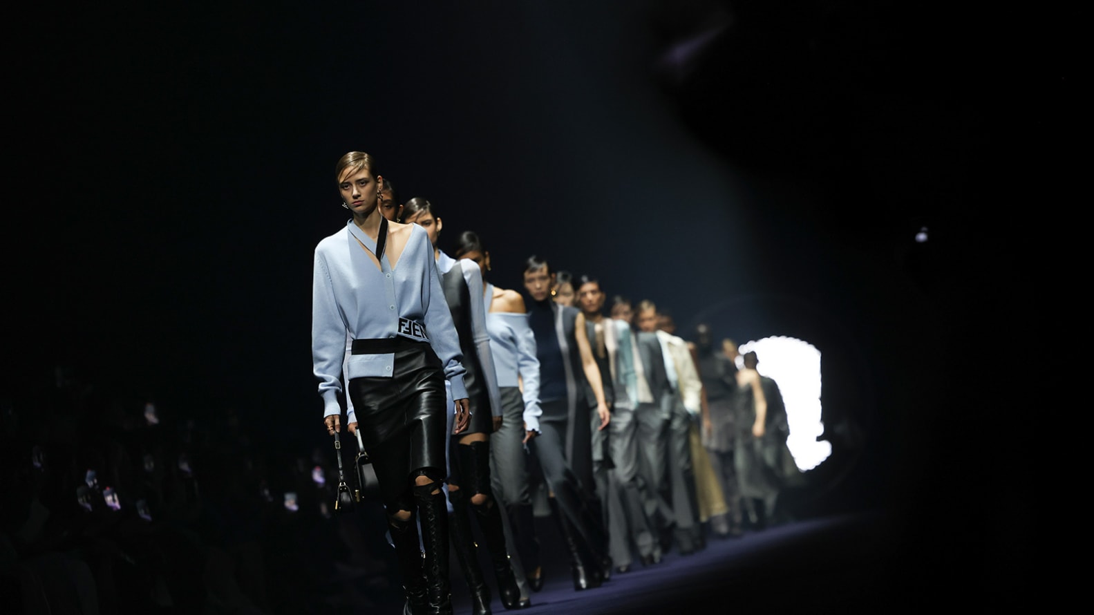 Models walk the runway at the Fendi fashion show during the Milan Fashion Week Womenswear Fall-Winter 2023 on February 22, 2023 in Milan, Italy.