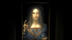 Leonardo da Vinci's Salvator Mundi painting is on display at a press preview at Christie's in New York City, NY, USA, on November 3, 2017. Leonardo's Salvator Mundi, one of fewer than 20 surviving paintings accepted as from the artist's own hand, has caused a worldwide media sensation and will be auctioned off at an estimated price of 100 Million dollars next week in New York. Photo by Dennis Van Tine/Sipa USA(Sipa via AP Images)