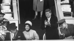 President John F. Kennedy (R) watching the inaugural parade with his wife (C) and his father Joseph Kennedy (L).  (Photo by Art Rickerby/The LIFE Images Collection via Getty Images/Getty Images)