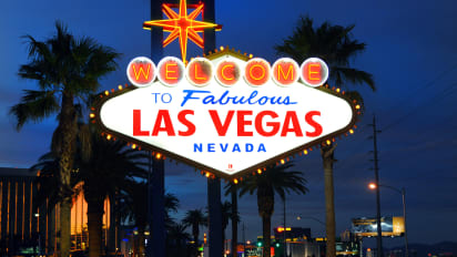 Welcome to Las Vegas  Metal Wall Plaque Sign With Aged Edge 