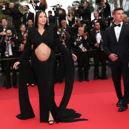 Adriana Lima shows off baby bump on Cannes red carpet - CNN Style