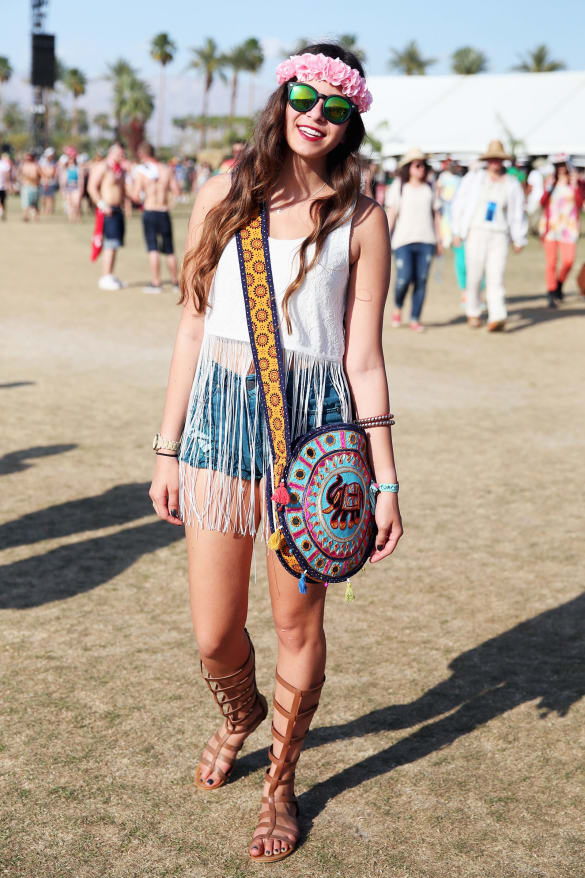 A festival-goer in April 2014 wearing a flower crown. 