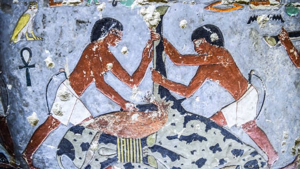 A picture shows the inside of the tomb of ancient Egyptian nobleman "Khewi" at the Saqqara necropolis, about 35 kilometres south of Cairo.