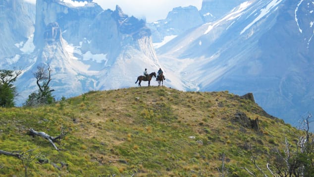 Horse trekking in Torres del Paine National Park. 