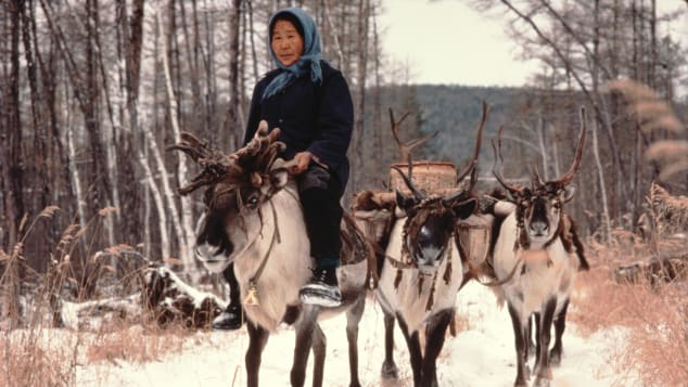 A reindeer herder on China's northeastern border with Russia.