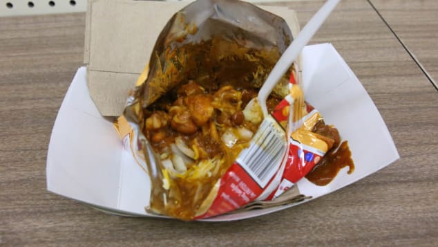Frito Pie: not pie at all but Fritos with chili on top, served in the chip bag itself.