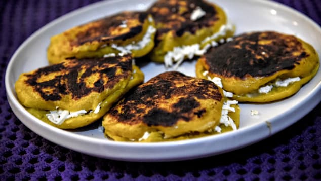 Corn-dough patties topped with tastiness. 