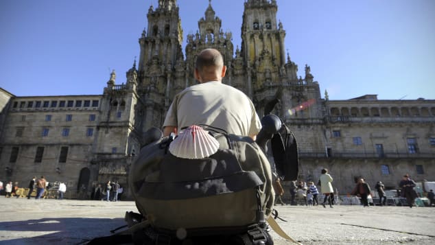 The Santiago de Compostela Cathedral is at the end of the Camino de Santiago, the Way of Saint James. 