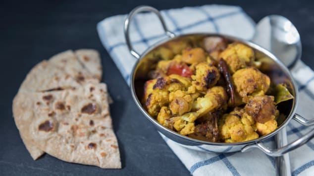 Aloo gobi is a cauliflower and potato curry.