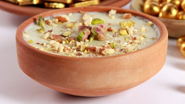 Thick and creamy rice pudding, infused with cardamom. 