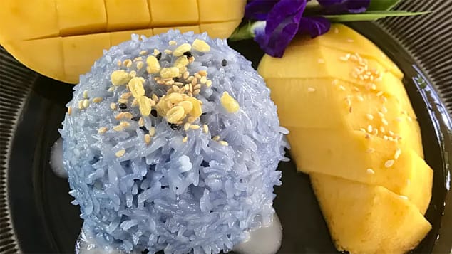 Sticky rice with mango is beautiful to look at and even better to eat.