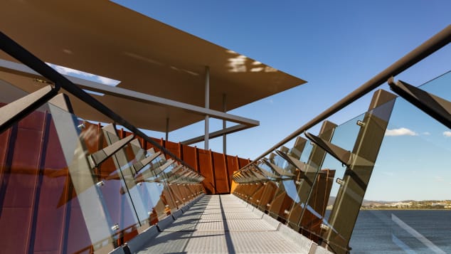 A bridge at MONA that connects several of the outdoor installations.