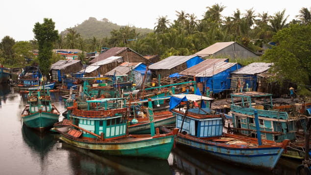 Phu Quoc的Ham Ninh渔村。