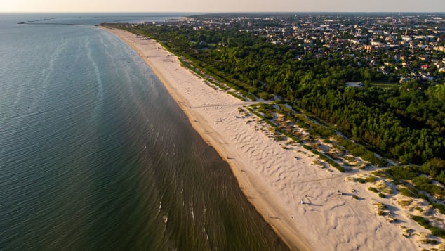 Baltic sea coastline in Liepaja, Latvia