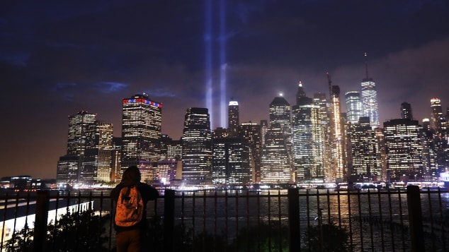 This is the Tribute in Light from 2018. The rousing lights will shine again in 2019.