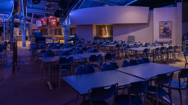 Empty restaurants in Hong Kong Disneyland Resort.