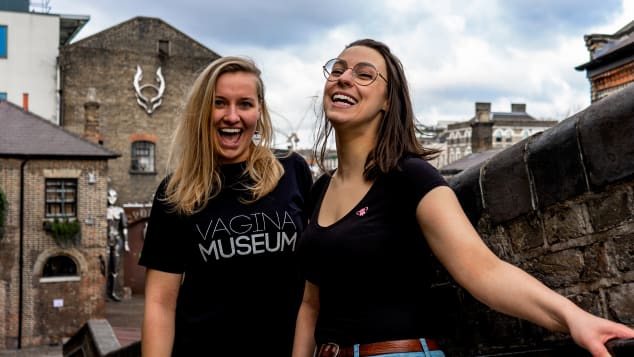 Vagina Museum founder Florence Schechter (right) and volunteer Jasmine Evans.