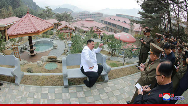 Kim Jong Un visits the Yangdok County Hot Spring Resort in North Korea. 