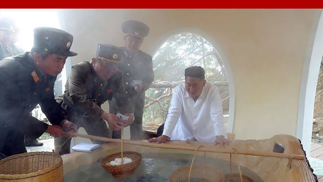 Kim Jong Un visits the Yangdok County Hot Spring Resort in North Korea. 