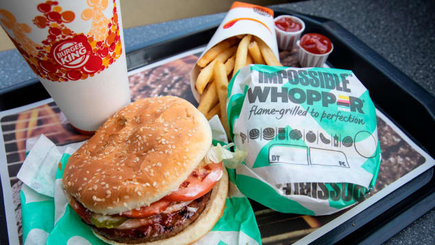 Food chains like Burger King have launched plant-based burgers. 