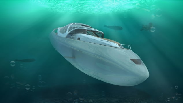 Renderings of the Carapace yacht designed by Elena Nappi 