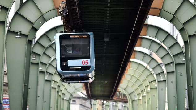 The Schwebebahn railway in Wuppertal is one of the world's coolest rail systems. Ina Fassbender/AFP/Getty Images