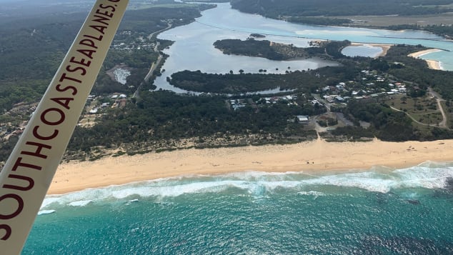 The view from a South Coast Seaplane flight over Moruya and the New South Wales coast after the fires on Sunday, January 19.