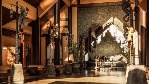 Anantara Golden Triangle Elephant Camp & Resort's stunning lobby. 