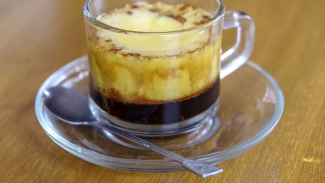 Vietnamese egg coffee is  strong, sweet and delicious.