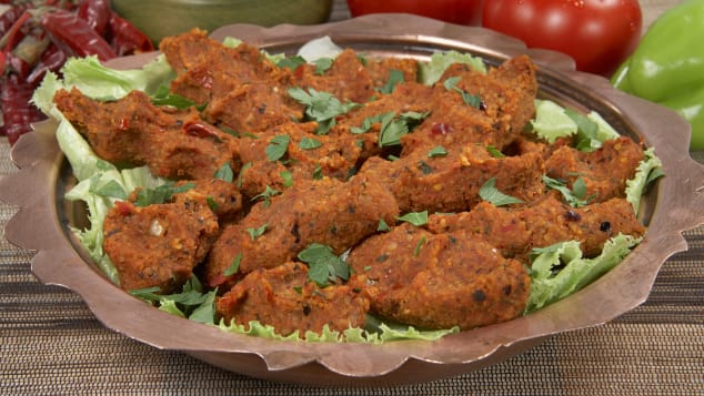 Cig kofte -- a raw meatball dish in which the meat is usually substituted with bulgur and/or ground walnuts