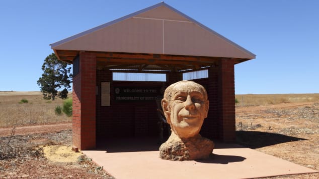 This giant bust of Prince Leonard was carved from rock by a Canadian artist. 