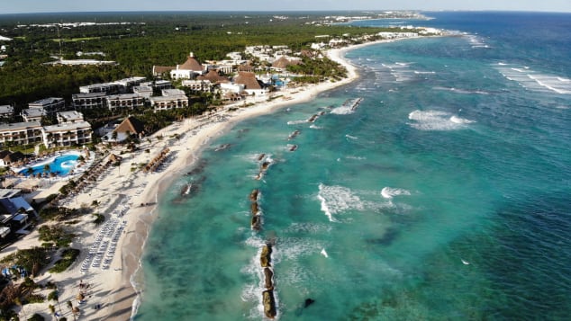 Mexico, with Bahia Principe beach in Tulum pictured here, moved down from Level 4 to Level 3 on Monday.
