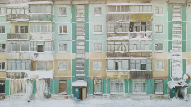 Frozen ghost village of Severny