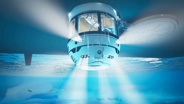 Hydrosphere concept, a 360-degree observation platform that deploys underwater from the hull of a vessel