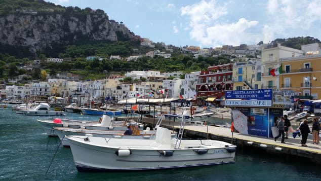 A picture shows the Marina Grande, the main port of Capri island in the Italian Gulf of Naples, on May 22, 2015. AFP PHOTO / DANIEL SLIM (Photo credit should read DANIEL SLIM/AFP via Getty Images)
