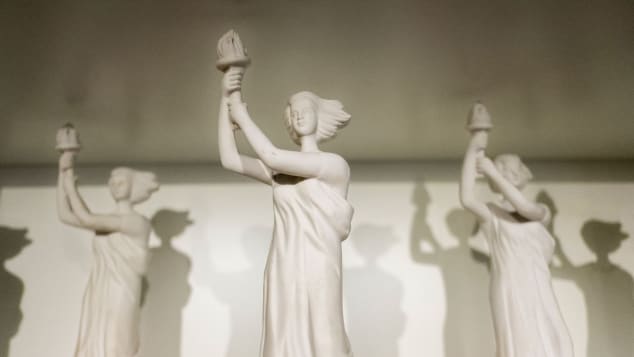 Statues of Goddess of Democracy seen exhibited at the museum.