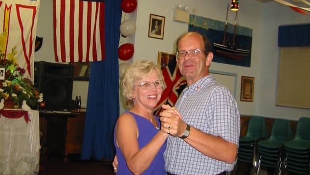 Nick and Diane at the surprise wedding reception thrown for them in Gambo, Newfoundland, in 2002.