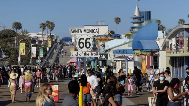 California (with Santa Monica pictured here), New York and Florida are leading destinations for incoming international travelers. 