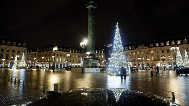 Paris is lit up for Christmas at spots such as Place Vendome, but it will not be holding a big New Year's Eve spectacular.