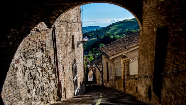 Urbino is known for its 'piole,' steep streets that rollercoaster up and down the hills.