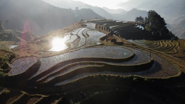 Vietnam was moved to the CDC's highest-risk category for travel on Monday. Here, a striking landscape of terraced rice fields is pictured in northern Yen Bai province.