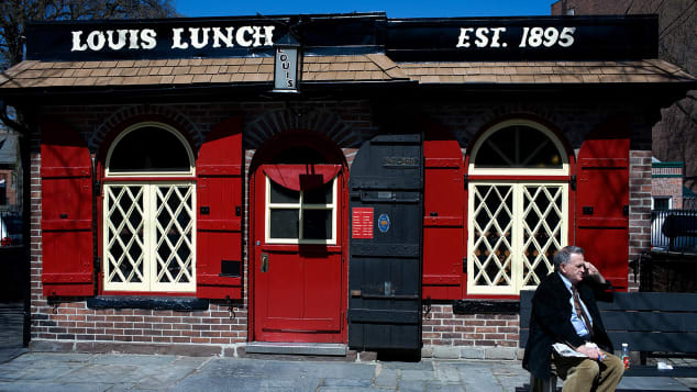 Louis' Lunch, located in New Haven, Connecticut, has been serving hamburgers since 1895. 