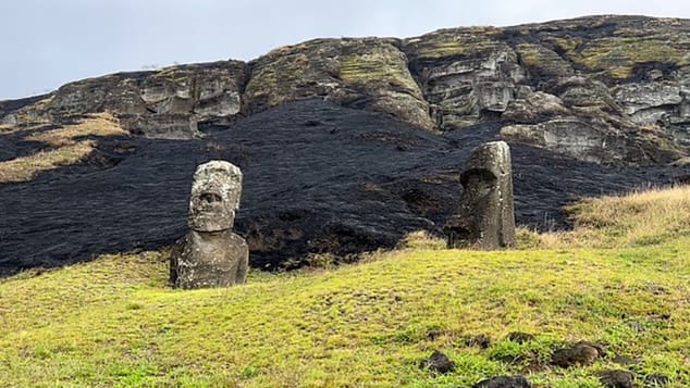 The fire was caused by the Rano Raraku volcano on Easter Island.