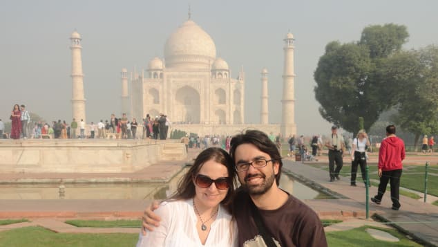 Catalina and Mauricio, pictured at the Taj Mahal in India together in 2011, say they never dated in the conventional sense. They just grew closer after they met on the airplane.