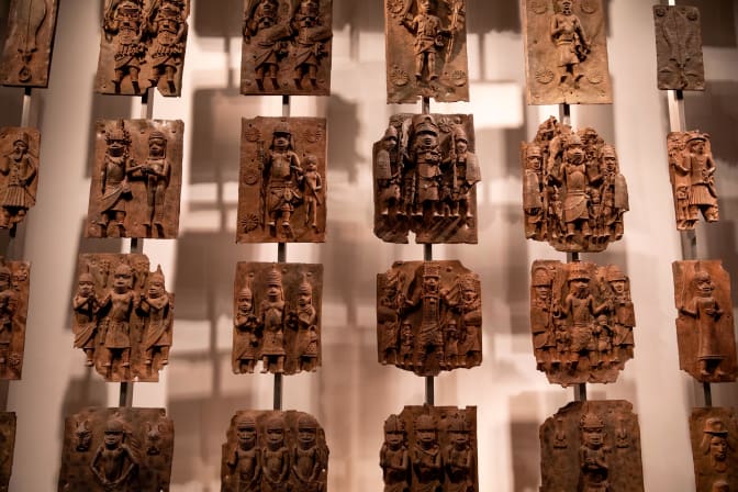 Benin Bronzes on display at the British Museum, which holds the world's largest collection.