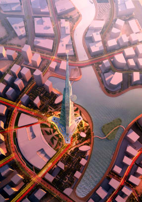 Saudi freedom tower aerial view