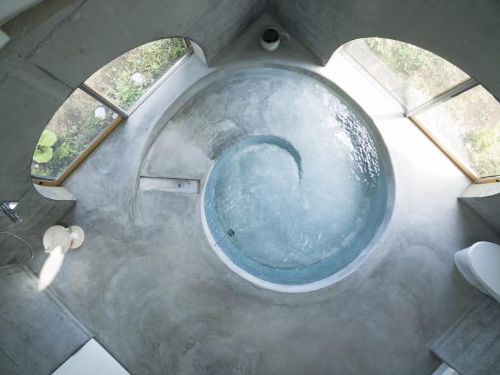 The bath's spiral design, pictured from above.