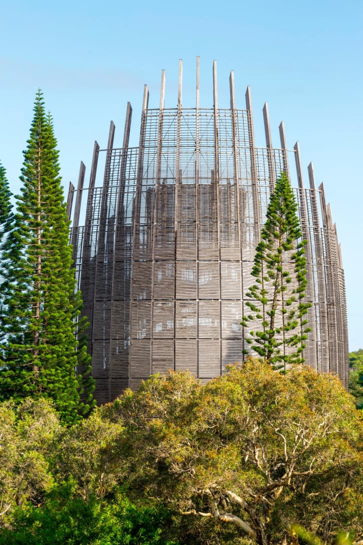 The design for the Jean-Marie Tjibaou Cultural Centre in Noumea, New Caledonia was inspired by the houses of th territory's indigenous chiefs. 