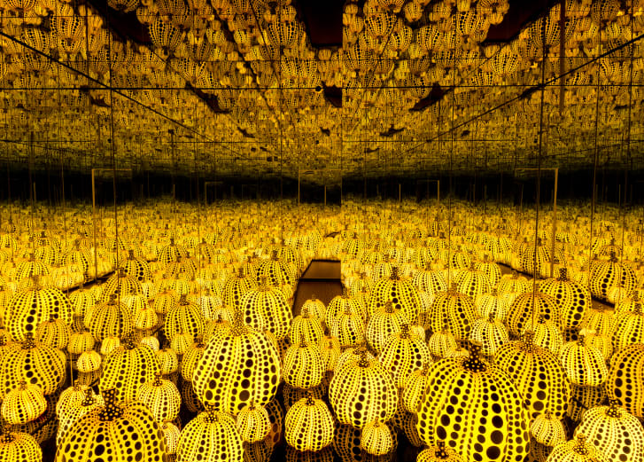 Dotted pumpkin sculptures have become one of Kusama's signature creations.